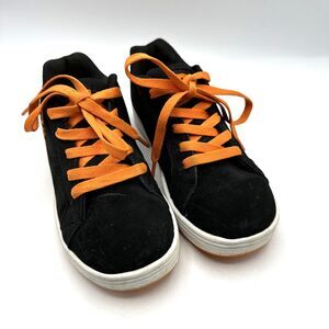 DC Shoes YOUTH Court Graffik Skate Shoes / Sneakers Size 5 Black & Orange Y2K